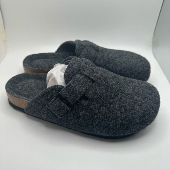 CUSHIONAIRE Hana Slip-On Buckle Clog with Cork Footbed +Memory Foam 6.5 CHARCOAL - Picture 1 of 7